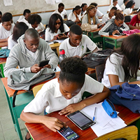 Technical school students completing the baseline survey in their classroom Maputo City. Photo: Elina Penttinen